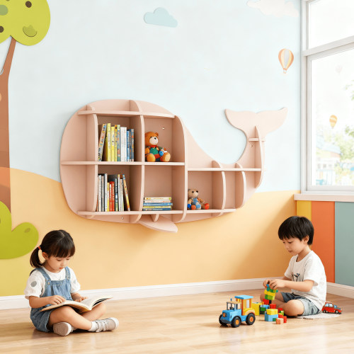Kids Creative Dolphin & Whale Bookshelf Locker Wooden