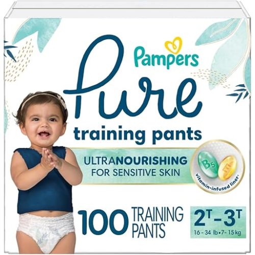 Pampers Pure Protection Training Underwear, Unisex, Size 2T3T, 100 Count, Premium, Hypoallergenic, Soft, Absorbent