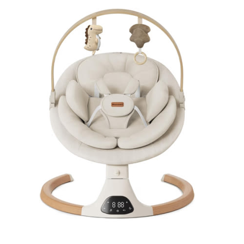 Baby Swings for Infants, Monamii Baby Swing, Infant Swing with 5 Speeds, 10 Lullabies, Electric Swing for Baby, Indoor & Outdoor Use (Beige)