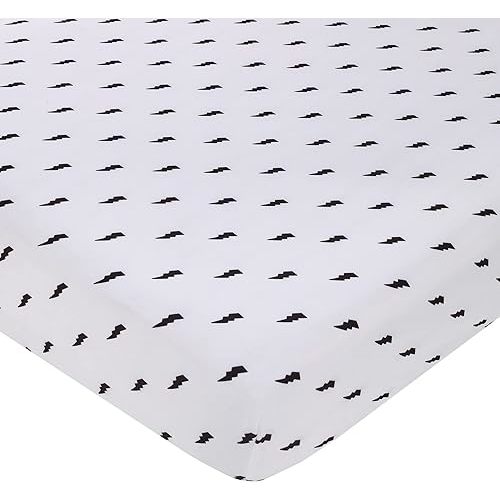 NoJo Lightning Bolt Black and White Nursery Fitted Crib Sheet