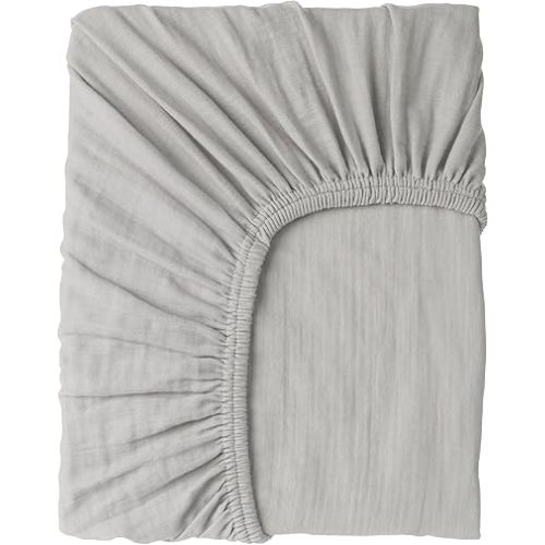 Muslin Baby Crib Sheets Fitted - Crib Sheets Neutral Turkish Cotton, Ultra Soft & Breathable - Organic Cotton Crib Sheets for Boys & Girls, GOTS & Oeko-TEX® Certified (52x28, Cloudy Gray)