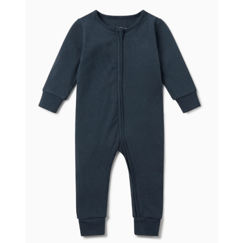Ribbed Clever Zip Snug Fit Pajamas Ribbed Pine / 9 - 12 M