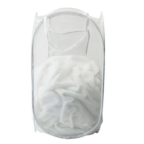 Laundry 360 Sanitized Mesh Foldable Pop-Up Hamper White