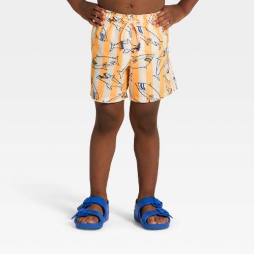 Infant Boys' Shark Stripe Swim Trunks - Cat & Jack™ Orange 12M