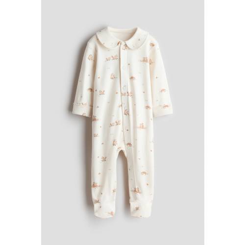 COTTON PAJAMA JUMPSUIT WITH COLLAR