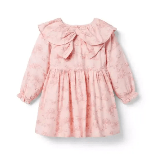 Girl Strawberry Pink Floral Toile Floral Toile Bow Dress by Janie and Jack