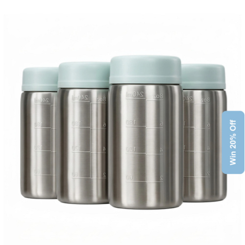 Papablic Stainless Steel Breast Milk Storage Bottles (4-Pack)