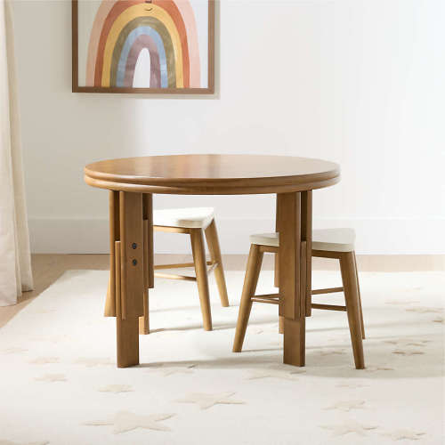Campbell Natural Brown Wood Adjustable Nesting Kids Play Table