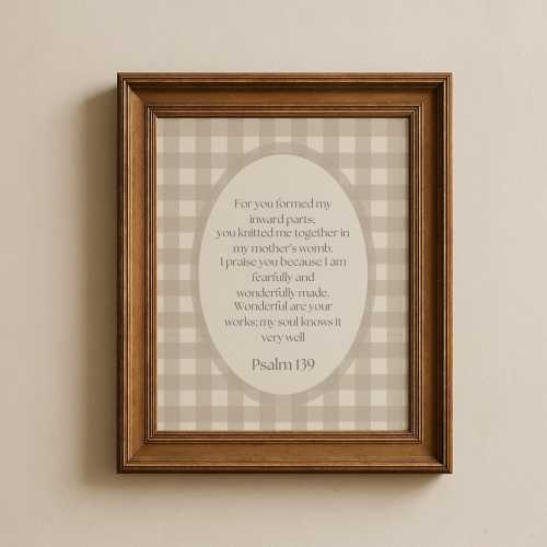 Christian Art Print Psalm 139 | Cottagecore Kids Room Decor | Printable Digital