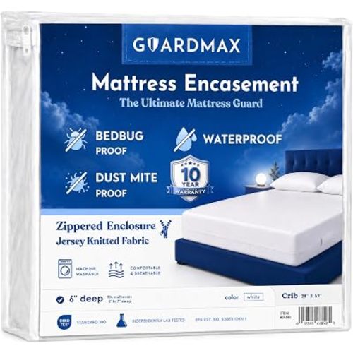 Guardmax Crib Mattress Protector Zippered, Bed Bug Mattress Cover