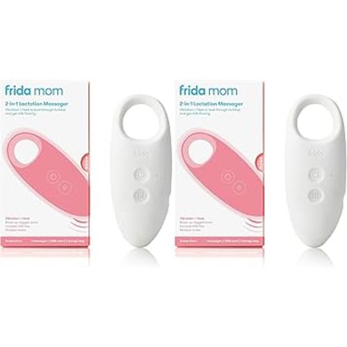 Frida Mom 2-in-1 Lactation Massager - Multiple Modes of Heat + Vibration for Clogged Milk Ducts, Increase Milk Flow, Breast Engorgement - USB Cord Included (Pack of 2)