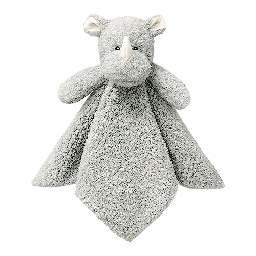 Baby Gray Rhino Soft Stuffed Animal Security Blanket, Plush Rhino Character Lovey Blanket, Baby Shower/Nursery Gift, Newborn Infant Toddler Snuggle Blankie for Boys Girls, 14 Inches