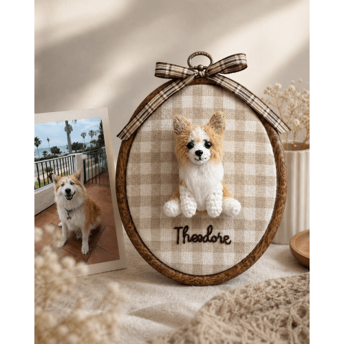 Nursery Hoop | Custom 3D Crochet Pet & Baby Portrait Wall Art