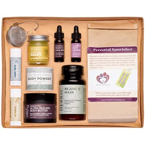 Naturally Beautiful Pregnancy Gift Set, Apothecary Skin Care for Mom To Be, Holistic Maternity Gift With Prenatal Organic Herbal Tea, Ora's Amazing Herbal