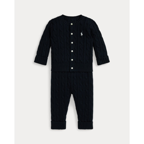 Cable-Knit Cotton Cardigan & Pant