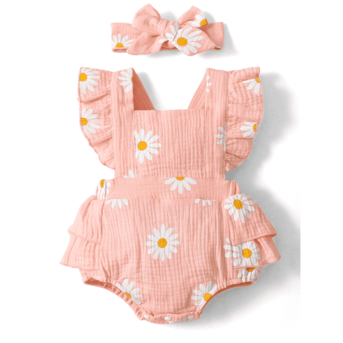 PatPat Newborn Baby Girl Clothes, 100% Cotton Sleeveless Romper, Summer Outfit, 3-6 Months