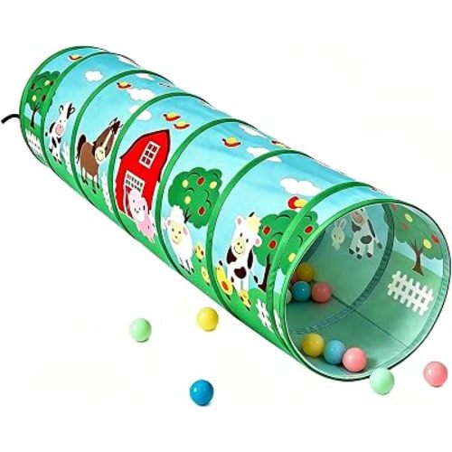 Toddler Tunnel，Pop Up Kids Play Tunnel（Animal Farm Style）