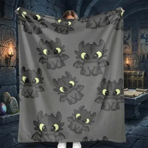 Toothless How to Train Your Dragon Flannel Throw Blanket, Anti-Pilling Texture, HD Fade-Resist Dye