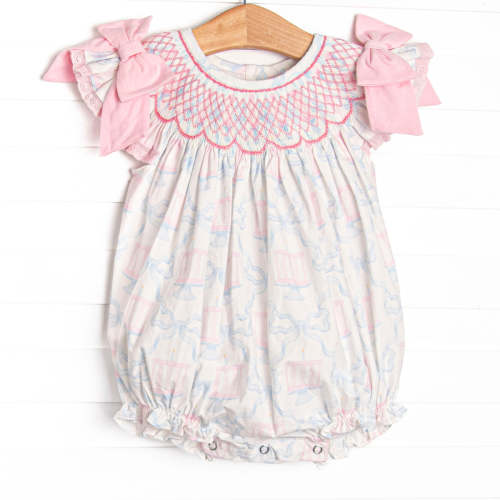 Happy Birthday Bows Smocked Bubble, Pink – Stitchy Fish