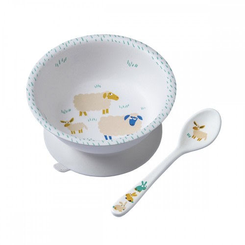 BOWL WITH SUCTION PAD AND SPOON LA FERME