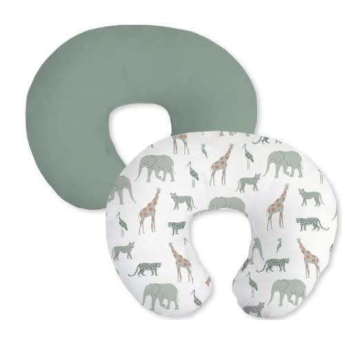 Little Grape Land Nursing Pillow Covers 2 Pack, Soft & Breathable Removable Breastfeeding Pillows Covers for Feeding Pillows, Nursing Pillow Slipcover for Baby Girls Boys, (Safari & Green)