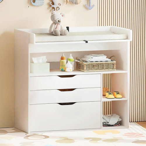 Ebern Designs Baby Changing Table Dresser, with 3 Drawers and 3 Storage Shelves, Can be Used as a Baby Dresser & Reviews | Wayfair