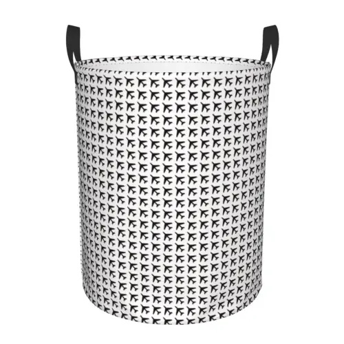 Rateoe Airplane Pattern Round Laundry Hamper Basket, Tall Hamper Basket for Blanket Storage, Nursery Clothes Hamper for Laundry in Bedroom and College Dorm-Medium
