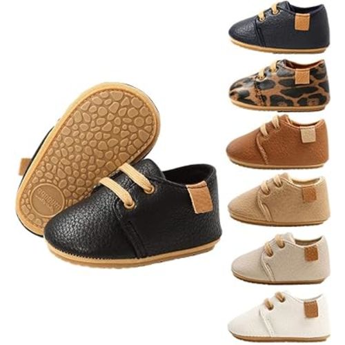 HsdsBebe Baby Boys Girls Oxford Shoes PU Leather Soft Rubber Sole Sneakers Anti-Slip Toddler Ankle Boots Infant Walking Shoes Moccasins