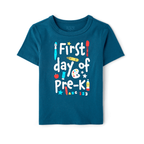 Toddler Boys School First Day Pre-K Graphic Tee - Blue