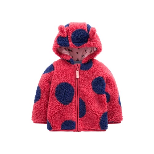 Polka Dot High Pile Fleece Jacket, 6-9M