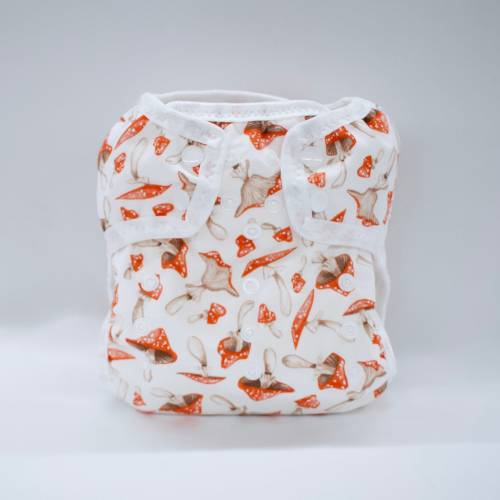 One Size Mushroom cloth diaper for prefolds or inserts, OS Diaper cover, AI2 Diaper,