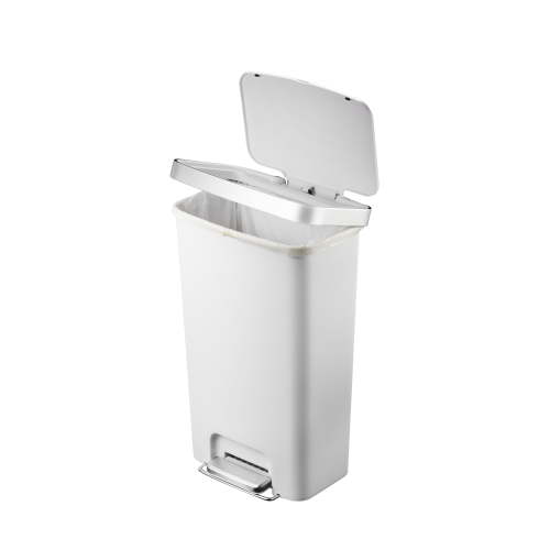 Better Homes & Gardens Kitchen Trash Can, 11.9 Gallon Plastic Step Garbage Bin with Soft Close Lid, White
