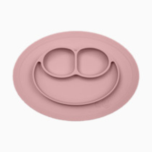 ezpz Mini Mat (Blush) - 6 -12 Months+ - 100% Silicone Suction Placemat + Divided Plate with Three Compartments - Supports Baby-Led Weaning - Designed for Highchair, Table, and Travel