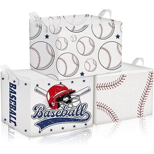 CHENGU 3 Pcs Baseball Storage Basket for Gifts Empty Baseball Baskets