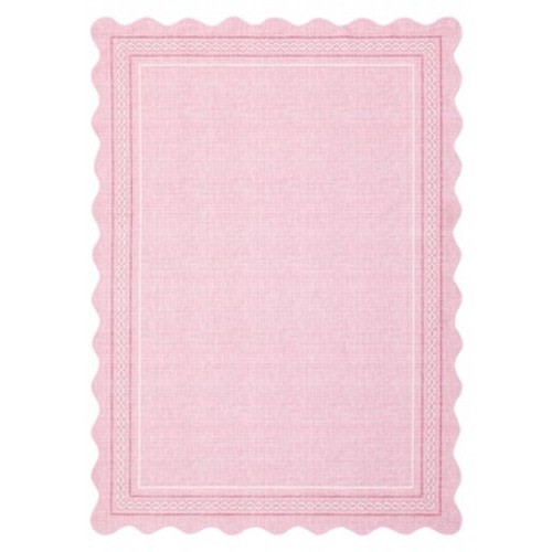 9'x12' Washable Scalloped Living Room Rugs, Indoor Modern Bordered Bedroom Nursery Rug, Soft Non Slip Solid Dining Room Carpet, Pink