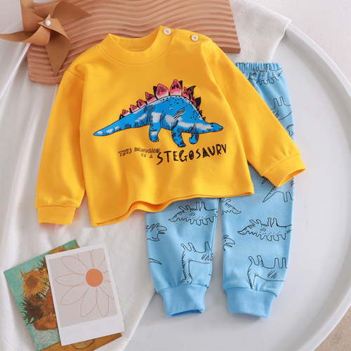 Tdoqot Toddler Boys Outfit Sets 2 PC- Long Sleeve Kids Fall Winter Clothes Casual Cute Cotton T Shirts and Pants Yellow Size 3 T