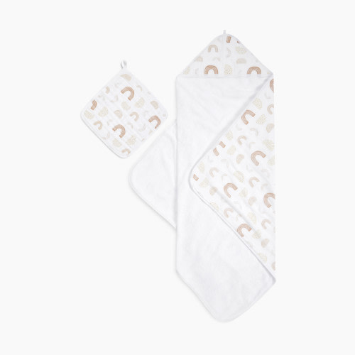 Aden + Anais Muslin Hooded Towel And Wash Cloth Set - Keep Rising