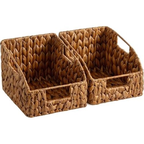 StorageWorks Decorative Baskets, Hyacinth Storage Baskets, Pantry Baskets