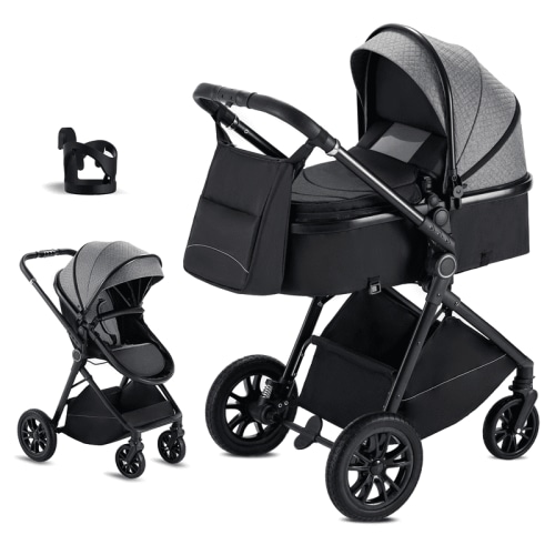 2 in 1 Baby Stroller, Convertible Bassinet Pushchair for Infants and Newborns 0-36 Months