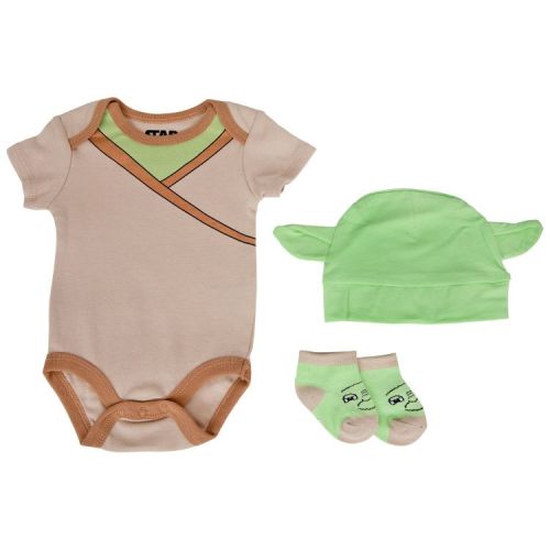 Kids Star Wars The Child Grogu Costume 3-Piece Bodysuit Set - 0-3 Months