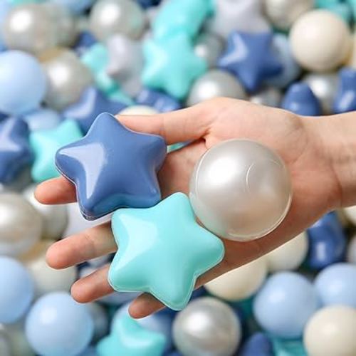 TRENDPLAY Star Ball Pit Balls 50 100 200 500 for Toddlers - Ball Pit Ball Shapes for Boys Girls Fun, Birthday Party, Christmas Decoration