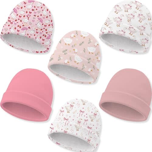 6 Pack Newborn Baby Hats Soft Cotton Infant Beanie Caps for Ages 0-6 Months