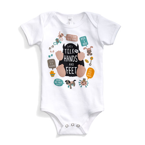 Talking is Teaching Hands and Feet Bodysuit + Board Book - 3-6 Months.