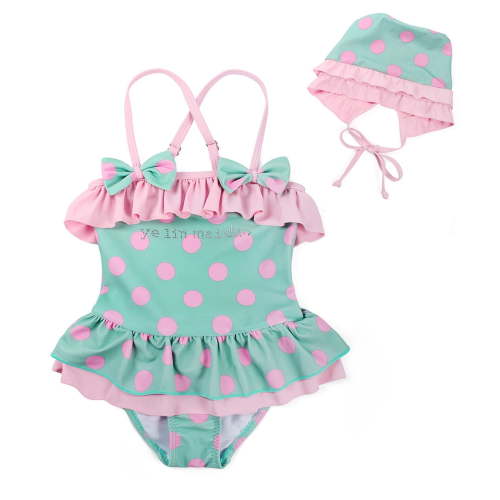 HOWPAY 2 Piece Swimsuit for Girls Cute Sleeveless Tankini Bathing Suit Sport Sun Beach Bikini Set with Hat Swimming Pools Summer Swimwear Mint Green
