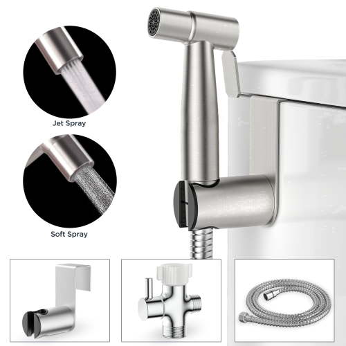 TVOFEK Handheld Bidet Sprayer for Toilet, Jet Spray Kit Adjustable Pressure, Bidet Attachment for Feminine Wash & Shower, Wall/Toilet Mount