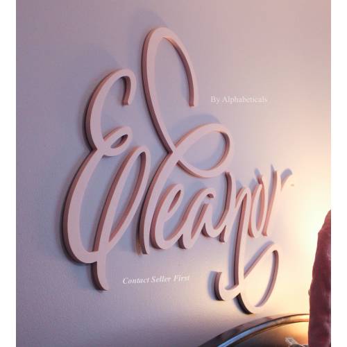 Nursery Name Sign Baby Girl Boy Wooden Letters Over Crib Wall Art Cutout First and Middle Alphabeticals Olivia Charlotte Eleanor Grace Sofia