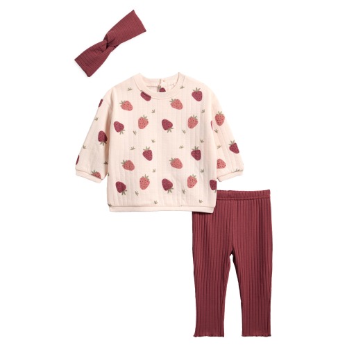 Kids' 3-Piece Quilted Sweatshirt, Leggings & Headband Set