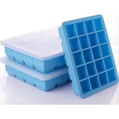 Soup silicone freezer molds,20 Section-0.5oz-2 Pack-freezer cubes for food storage silicone,Perfect for Storing,Tomato Vegetable Purees,Purees and More(Blue)