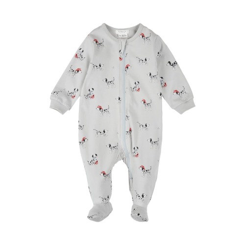 Firefighter Dalmation Print Footed Stretch Cotton One-Piece Pajamas
