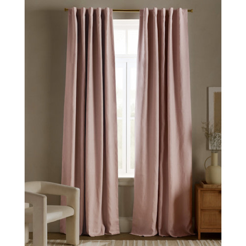 European Linen True Blackout Curtain in Rose Quartz